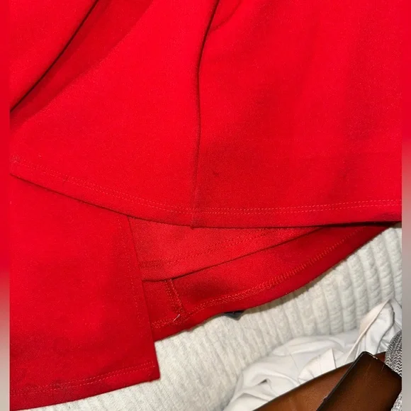 Lulu's Red Kiss Me Again Formal Maxi Gown with Asymmetric Ruffles & Slit - Picture 7 of 8